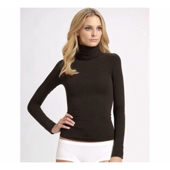 SPANX Turtleneck Womens Large Brown On Top In Control Long Sleeve Shaping New - Picture 1 of 13